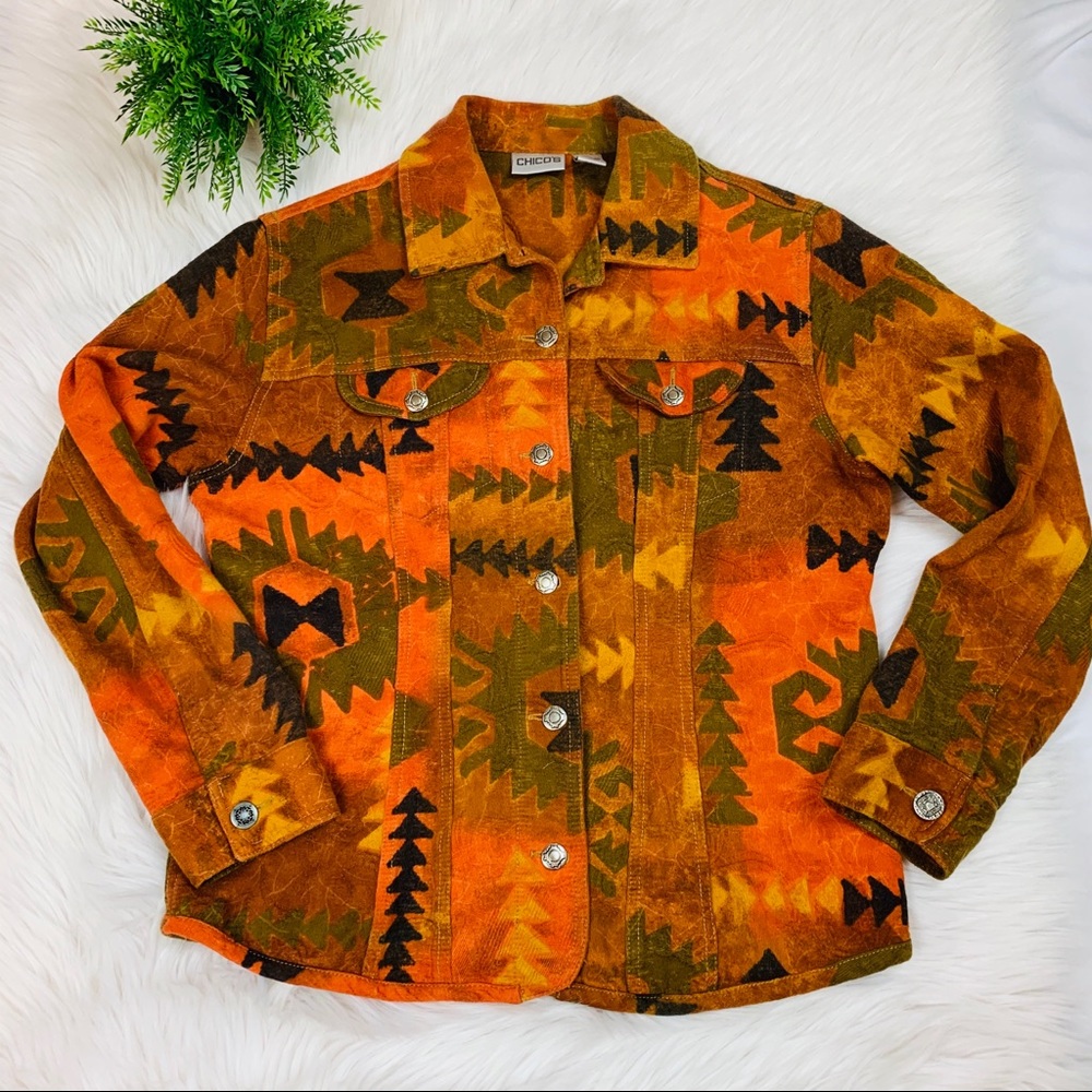 Western print orange terracotta jacket